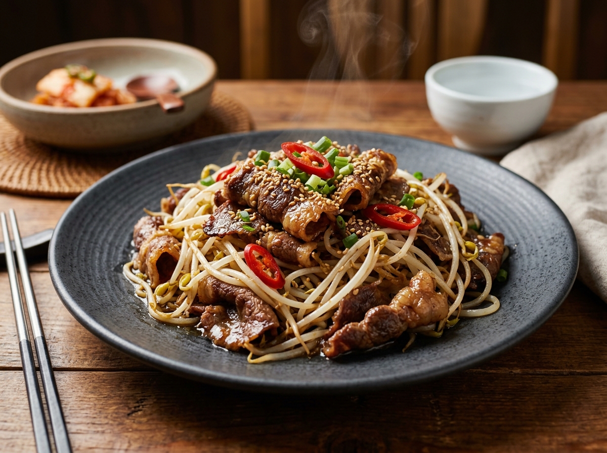 차돌박이 숙주볶음 조리 컷